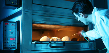 Ricercatore controlla panini nel forno