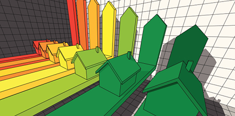 Illustrazione di case di vari colori