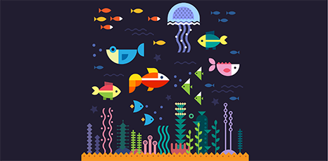 Illustrazione di pesci nell'acqua