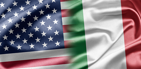 Bandiera italiana e bandiera degli Stati Uniti