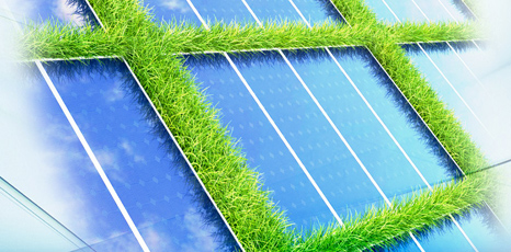 immagine di un pannello fotovoltaico realizzato con strisce d'erba