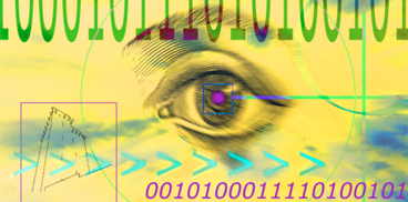 Illustrazione raffigurante un occhio e il codice binario