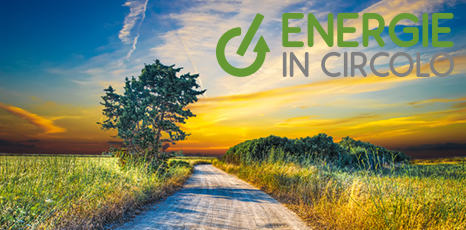 Panorama di campagna e logo di Energie in circolo